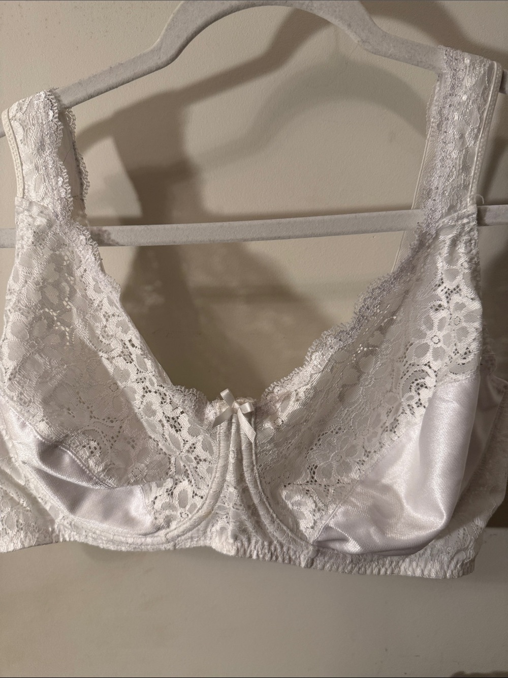 Lace Trim Support Underwire Bra in White